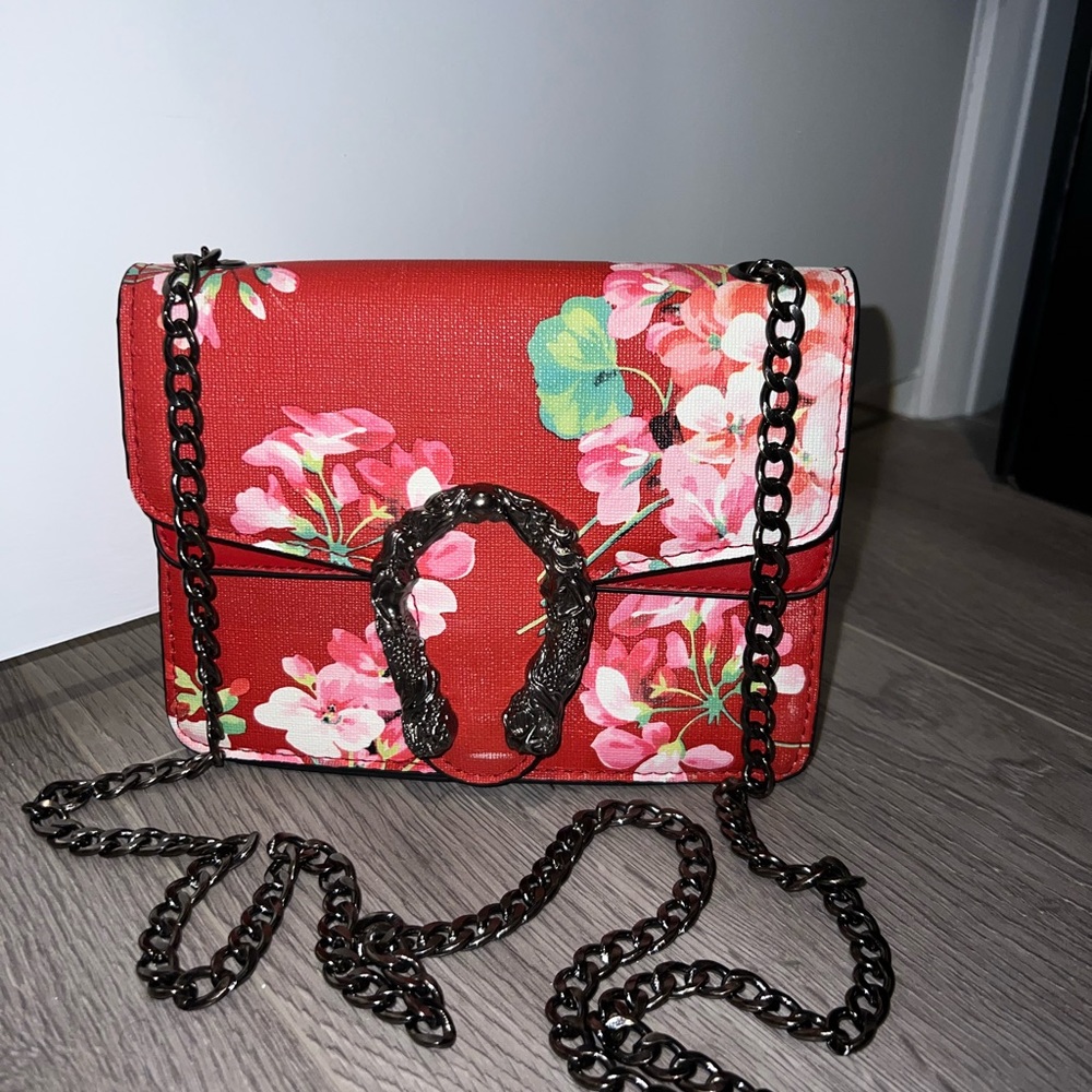 Red chain bag